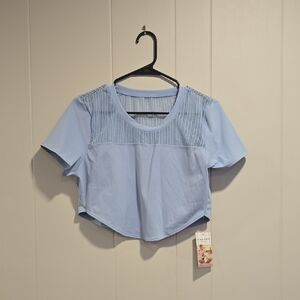 HALARA Sky Blue Ribbed Crop Top